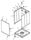 Front panel, cabinet and base