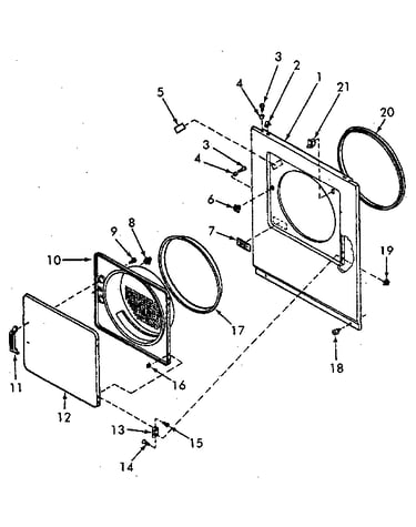 Loading door, front panel and seals