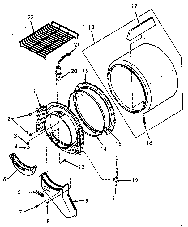 FRONT BULKHEAD, AIR DUCT, FELT SEAL AND CYLINDER