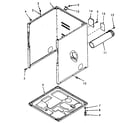 Speed Queen NE6613L43828 cabinet, exhaust duct and base diagram