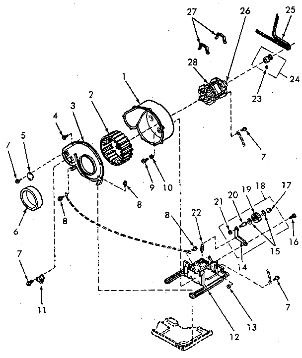 MOTOR, EXHAUST FAN AND BELT