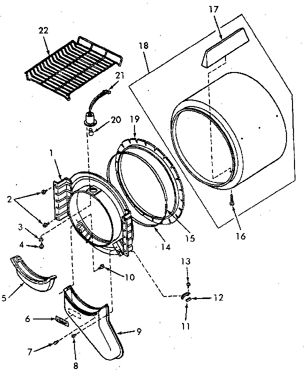 FRONT BULKHEAD, AIR DUCT, FELT SEAL AND CYLINDER