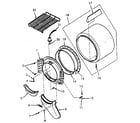 Speed Queen NE8633W43921 front bulkhead, air duct, felt seal and cylinder diagram