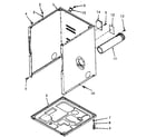 Speed Queen NE8633L43928 cabinet, exhaust duct and base diagram