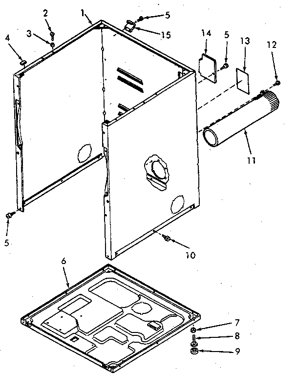 Cabinet, exhaust duct and base