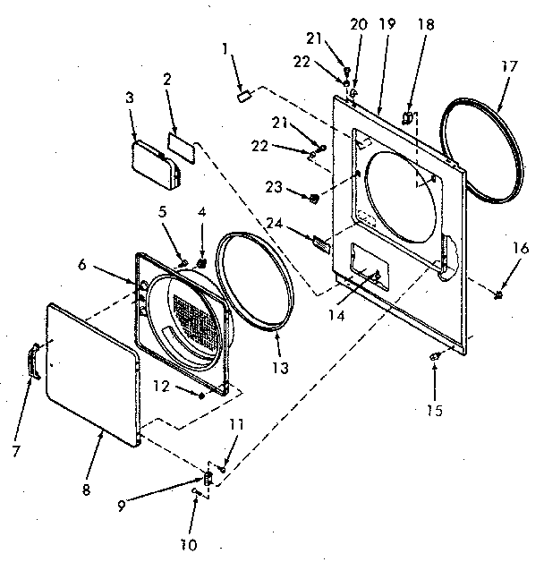 Loading door, front panel and seals