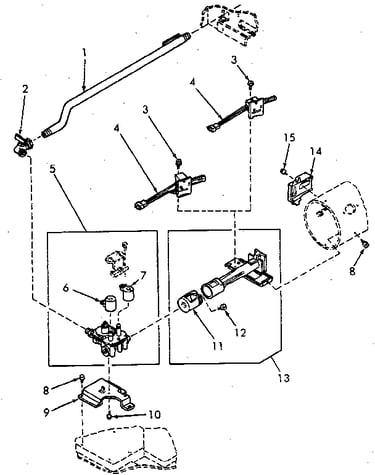 Gas valve, igniter and burner tube