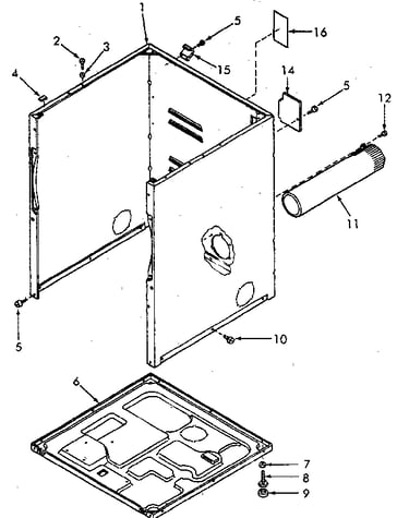 Cabinet, exhaust duct and base