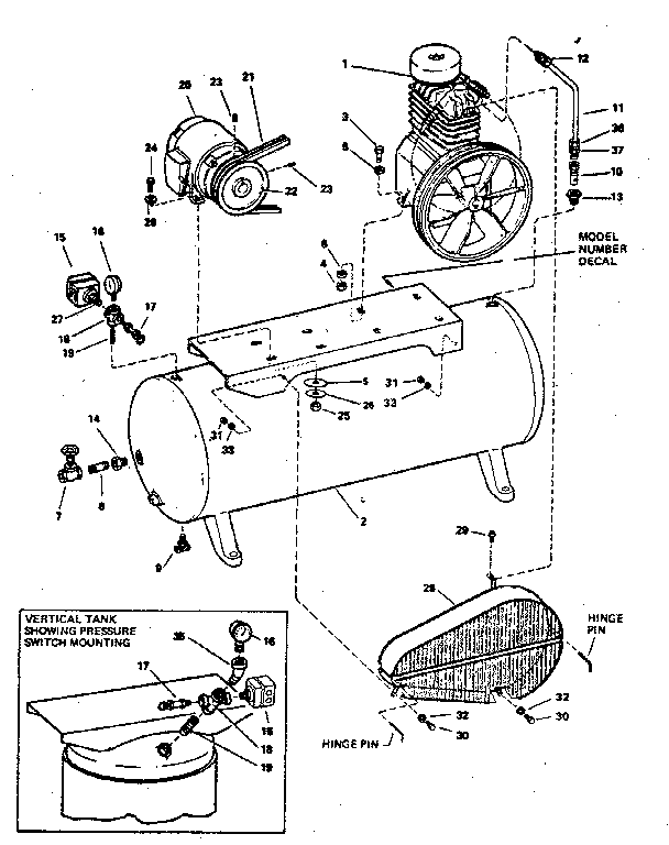 3 & 5 h.p. 2 stage 2 cylinder air compressor