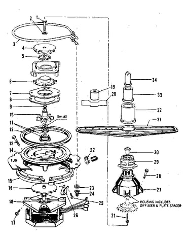 Motor, heater, and spray arm details