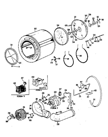 Drum, heater, blower & drive assembly
