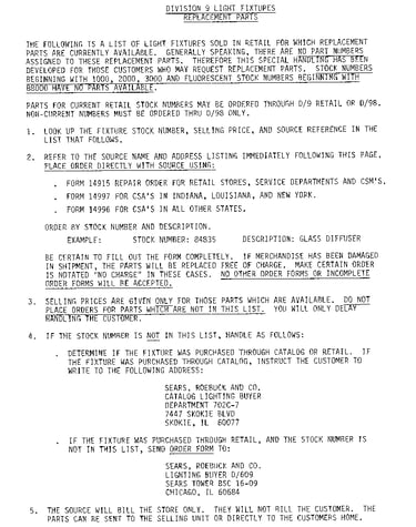 Instruction for replacement parts