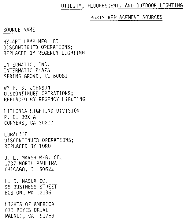 Cont. utility/flourescent and outdoor lighting