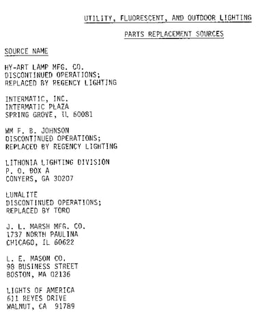 Cont. utility/flourescent and outdoor lighting