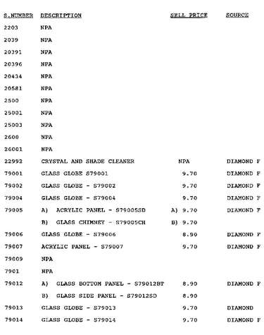 Stock # 2203-2292 and 79001-79014