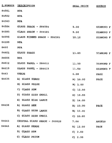 Stock # 84581-84646