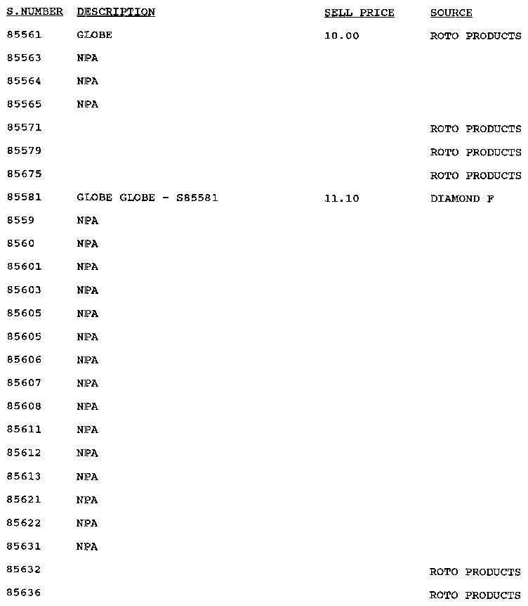 Stock # 85561-85636