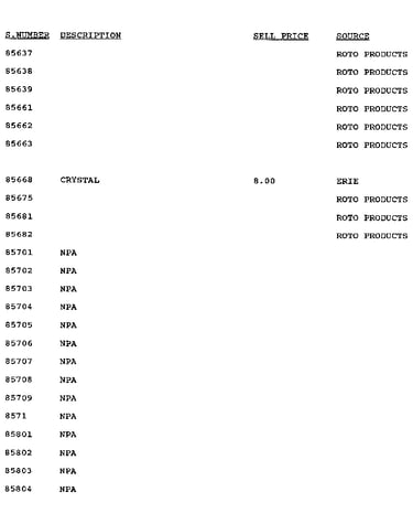 Stock # 85637-85804