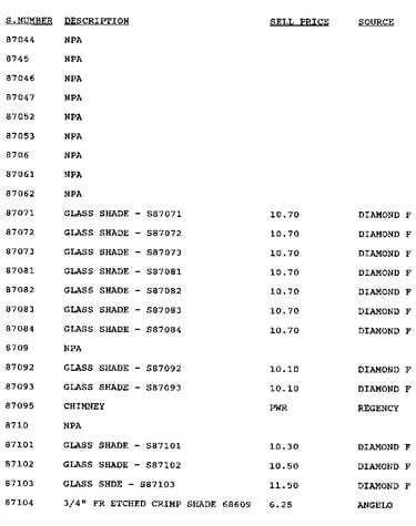 Stock # 87044-87104