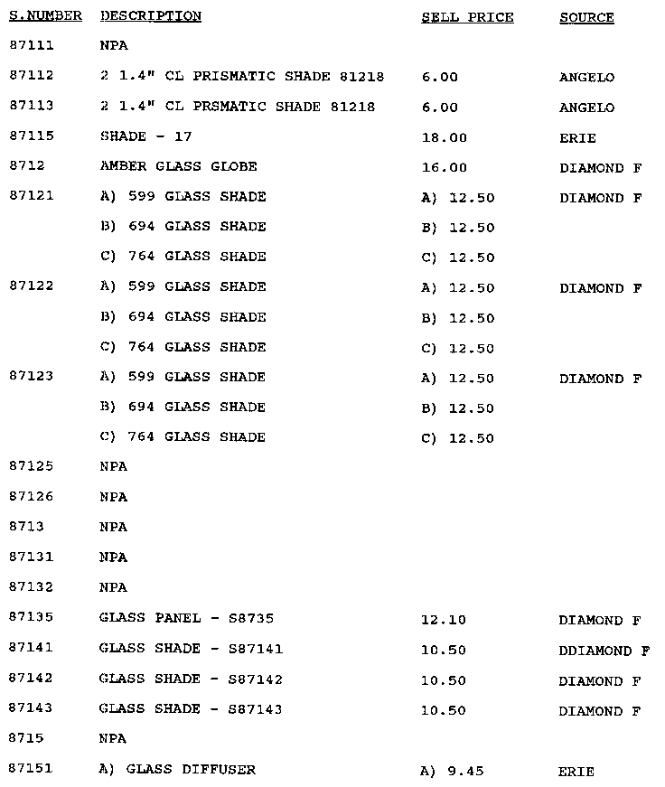 Stock # 87111-87151