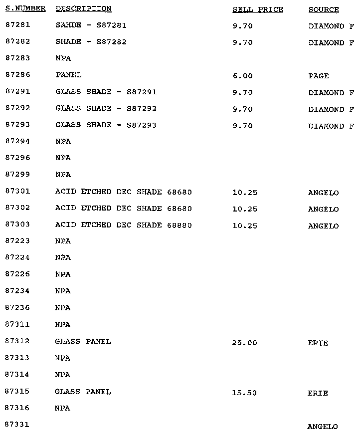 Stock # 87281-87331