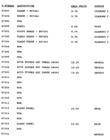 Stock # 87281-87331