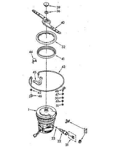 Heater, pump and lower sprayarm