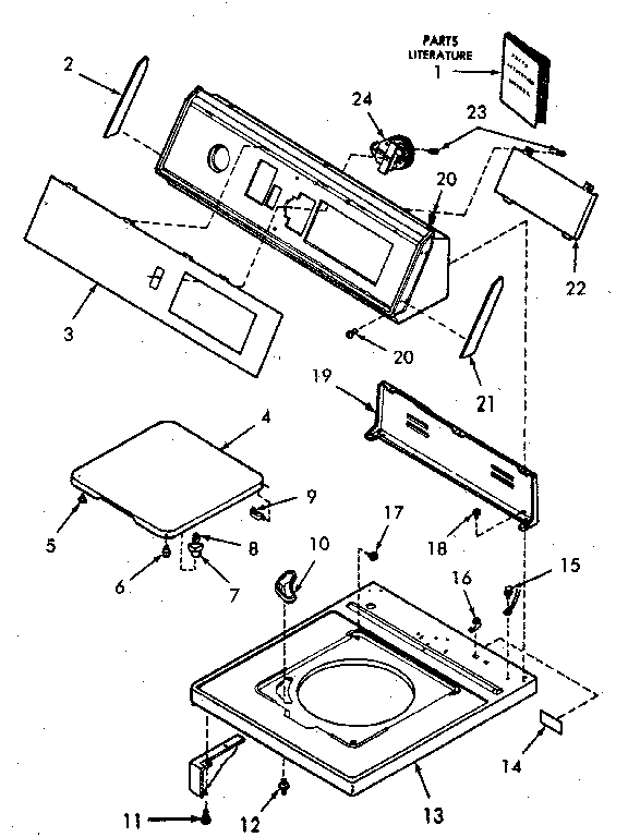 Control hood, controls, cabinet top and loading door