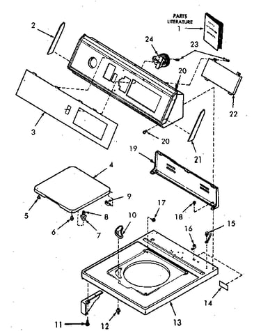 Control hood, controls, cabinet top and loading door
