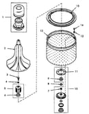 Agitator, drive bell, seal seat, lint fltr, washtub & hub