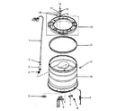Speed Queen NA8631W33921 outer tub, cover and pressure hose diagram