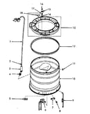 Outer tub, cover and pressure hose
