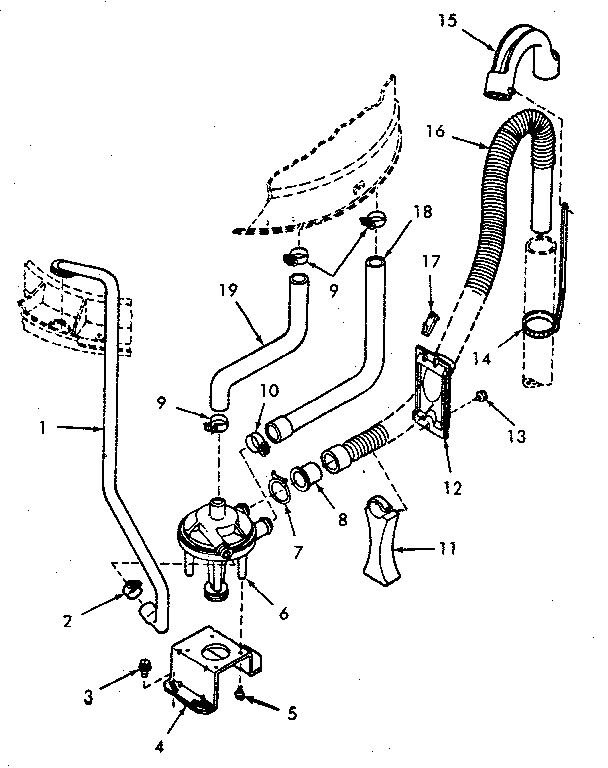 Pump assembly, bracket and hoses