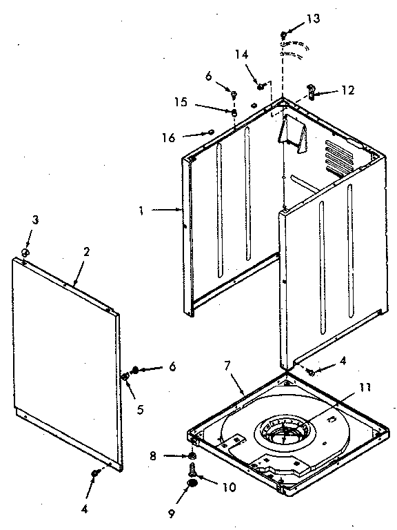 Front panel, cabinet and base