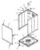 Front panel, cabinet and base