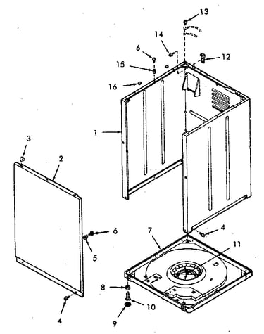 Front panel, cabinet and base