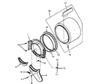 Speed Queen NE4613L43728 front bulkhead, air duct, felt seal and cylinder diagram