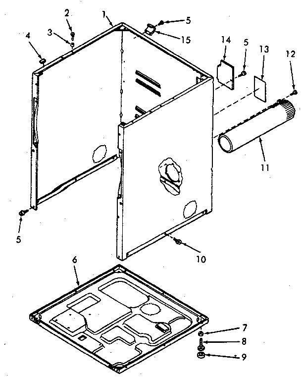 Cabinet, exhaust duct and base