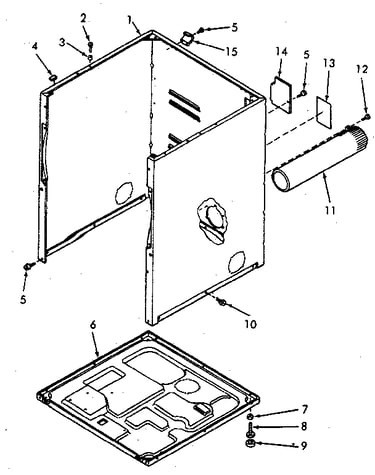 Cabinet, exhaust duct and base