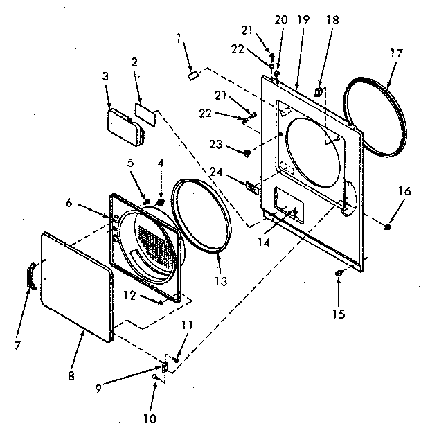Loading door, front panel and seals