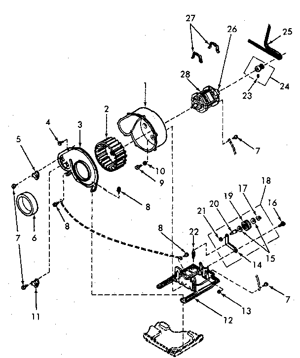 MOTOR, EXHAUST FAN AND BELT