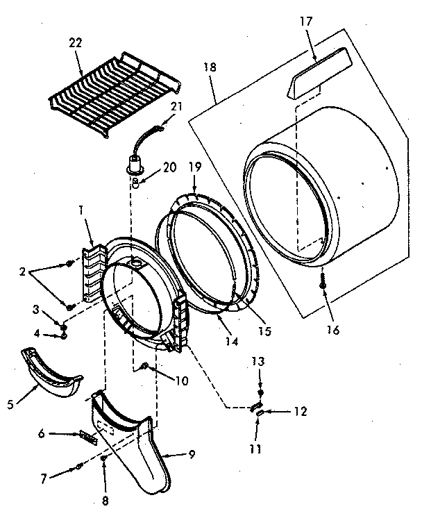 FRONT BULKHEAD, AIR DUCT, FELT SEAL AND CYLINDER