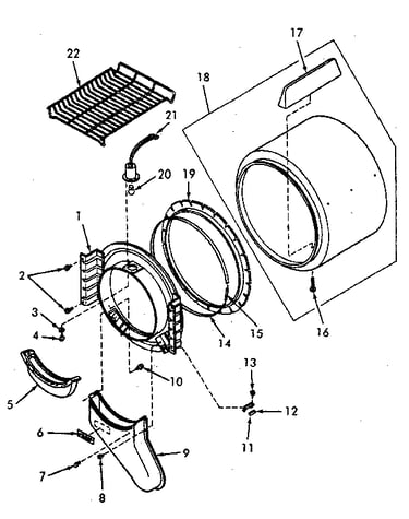 Front bulkhead, air duct, felt seal and cylinder