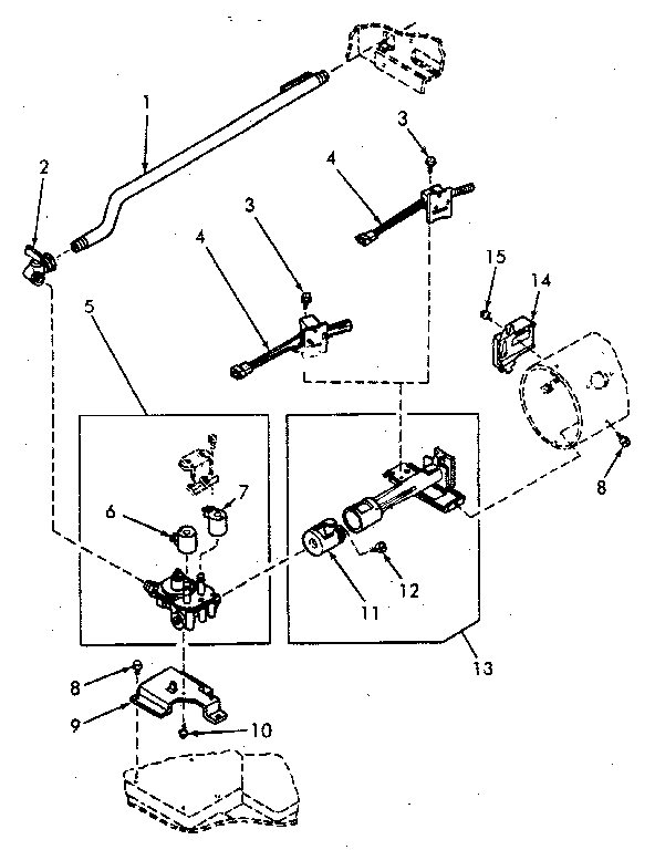 GAS VALVE, IGNITER AND BURNER TUBE