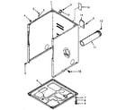 Speed Queen NG6619W53821 cabinet, exhaust duct and base diagram