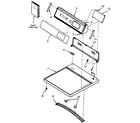 Speed Queen NG8639L53928 control hood, controls and cabinet top diagram