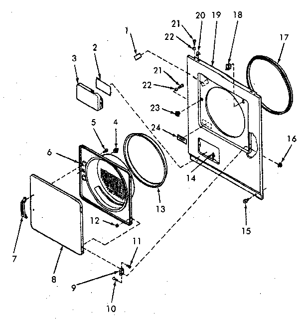 Loading door, front panel and seals