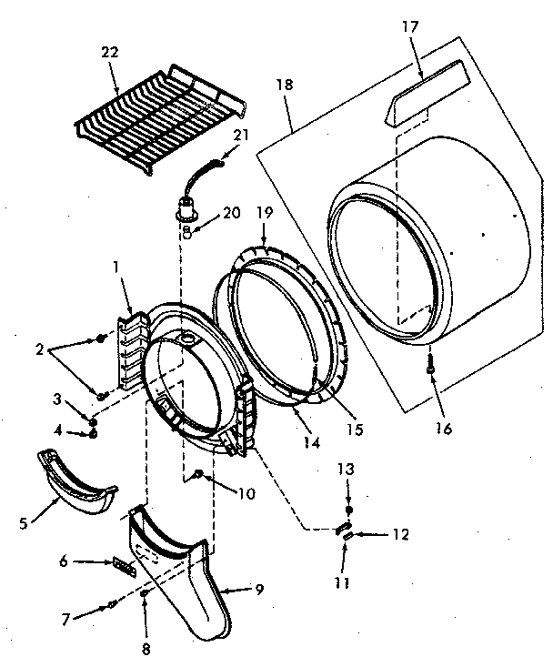 FRONT BULKHEAD, AIR DUCT, FELT SEAL AND CYLINDER