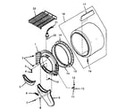 Speed Queen NG8639L53928 front bulkhead, air duct, felt seal and cylinder diagram