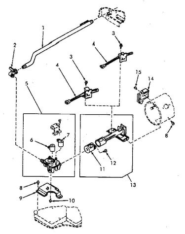 Gas valve, igniter and burner tube